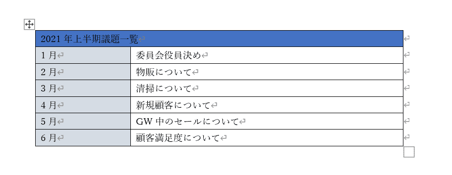 表の書式設定