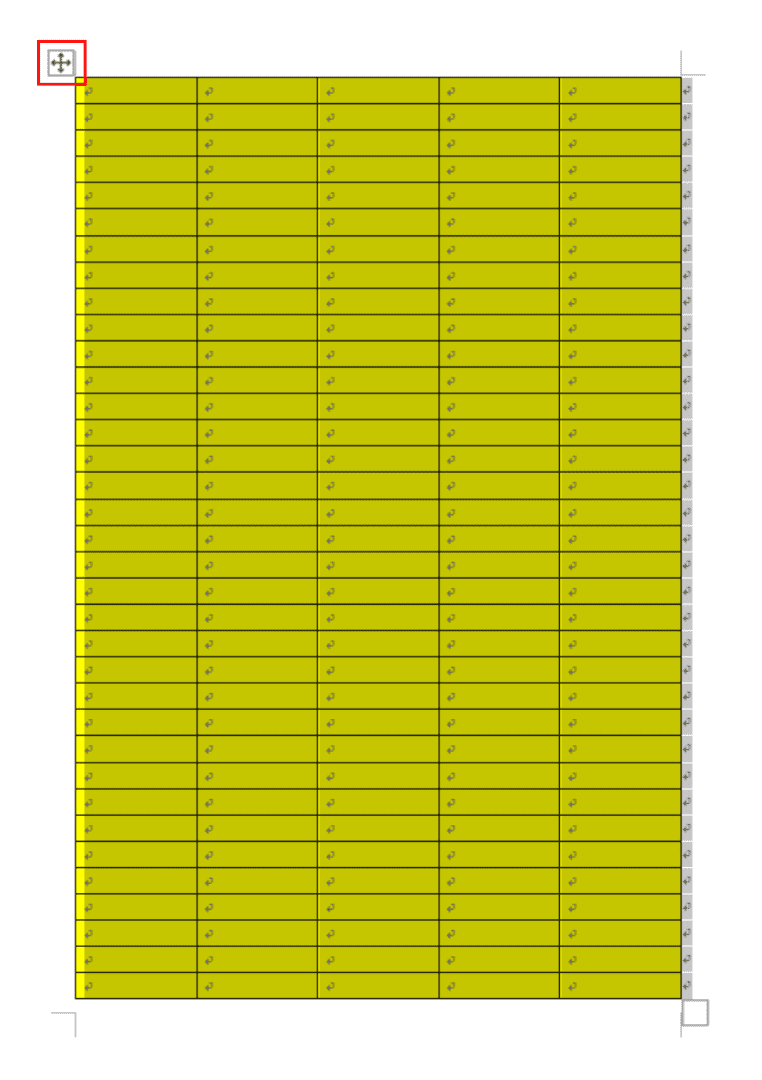 表全体を選択